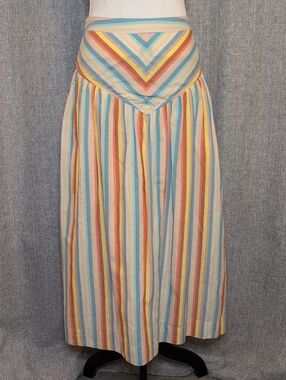 MOTHER 100% Cotton Whimsy Pastel Striped A-line Skirt in Blue Pink Yellow Cream